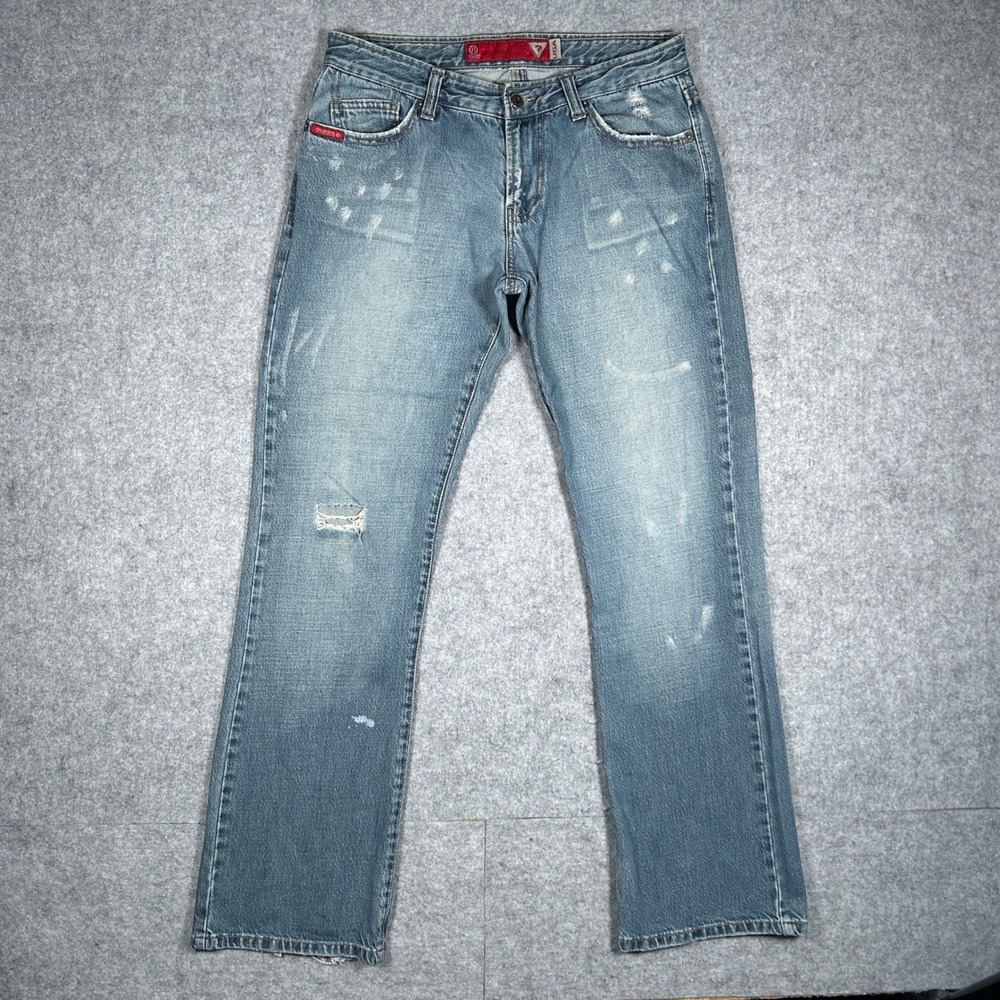 Guess Denim Jeans Mens 30 Blue Distressed Vintage Y2K Straight Leg Casual